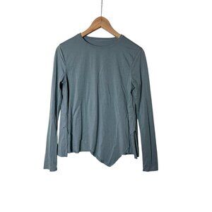 Lululemon Sweetest Day Asymmetrical Top Long Sleeve Cotton Stormy Blue 2 1434
